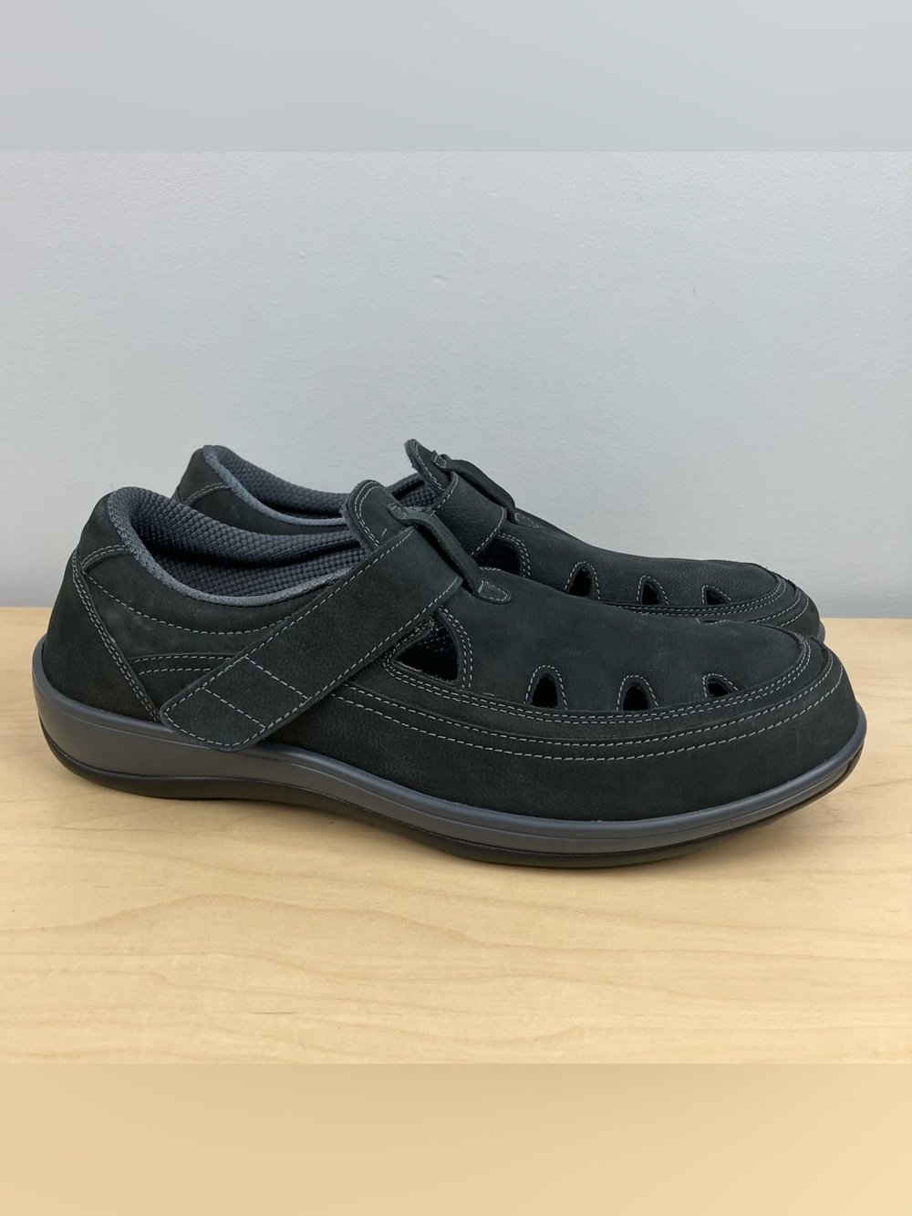 Orthofeet Women’s Size 12.0 2E (X-wide) Serene 891 Black Leather Shoes Strap